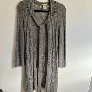 Silver sweater / duster with tie